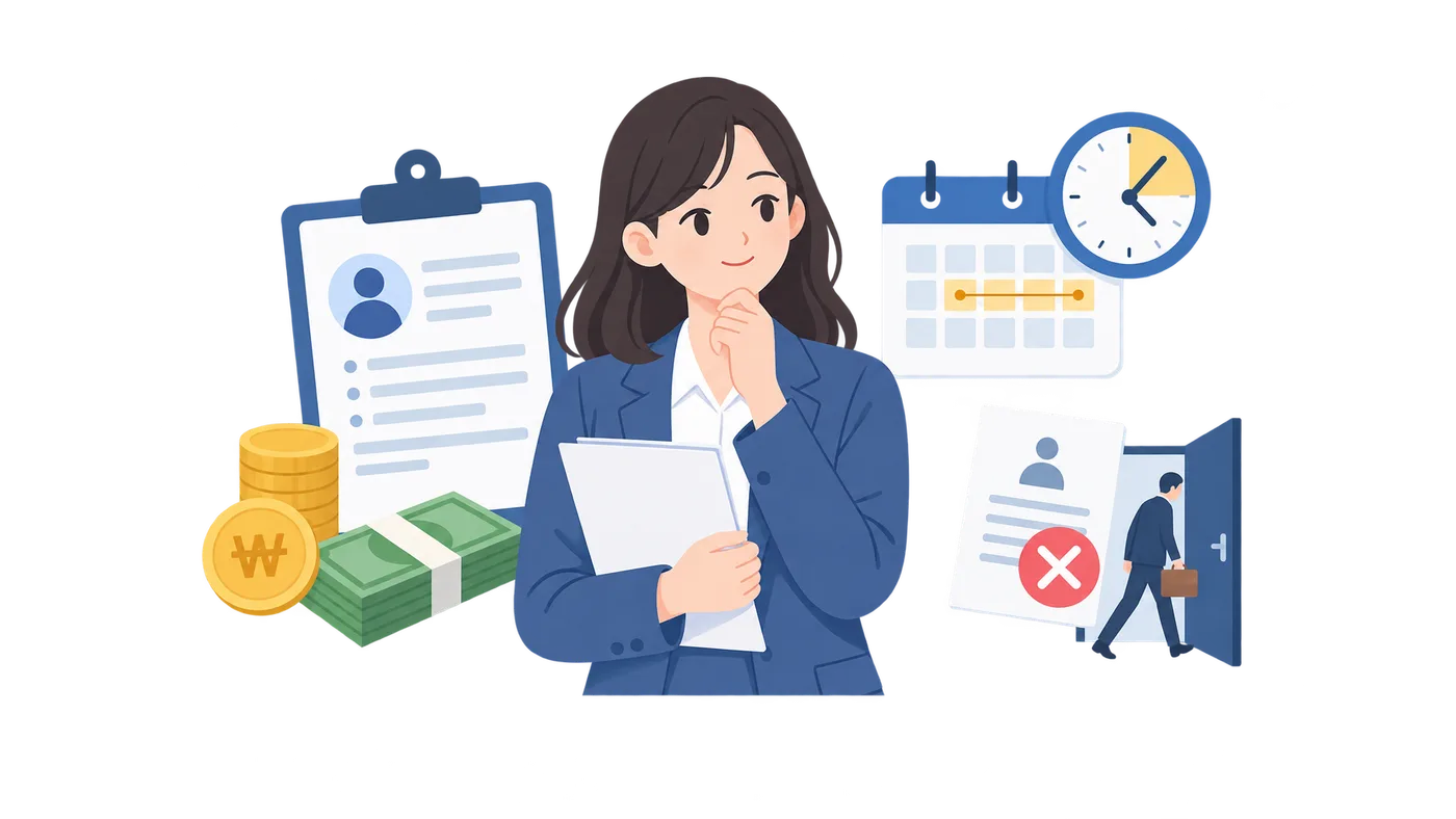 수습기간 급여·해고 규정의 explanation 개념을 설명하는 금융 일러스트