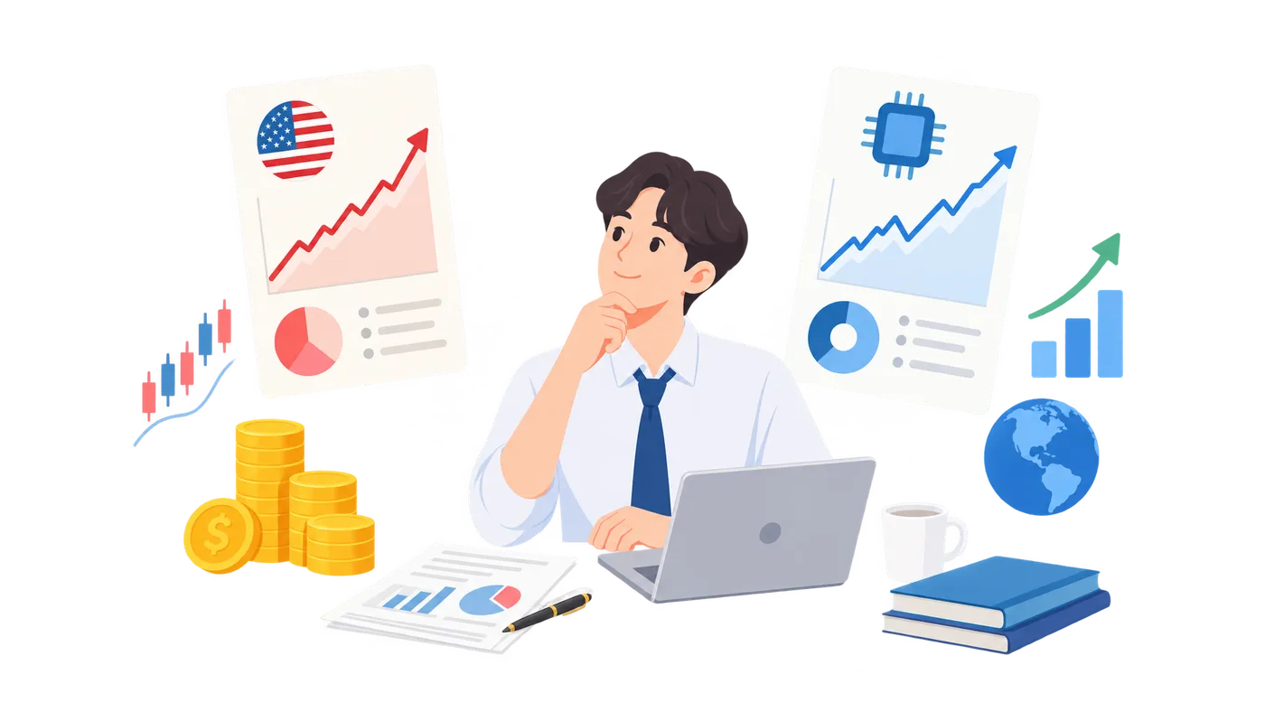 S&P500·나스닥 인덱스 투자, 뭐가 다르고 어떻게 시작하나요?의 concept 개념을 설명하는 금융 일러스트